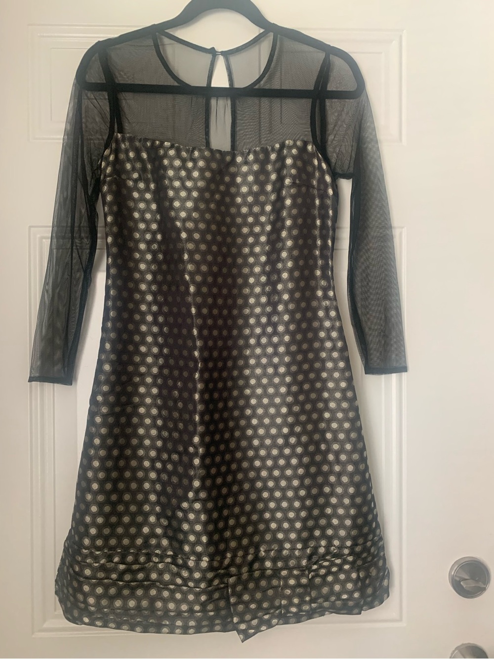 Plenty Frock by Tracy Reese Black Dress with Gold Dot Overlay Size 2